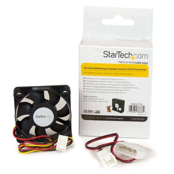 STARTECH .com computer cooling system Computer case Fan 5 cm Black (FAN5X1TX3) - Cartouches Certifiees