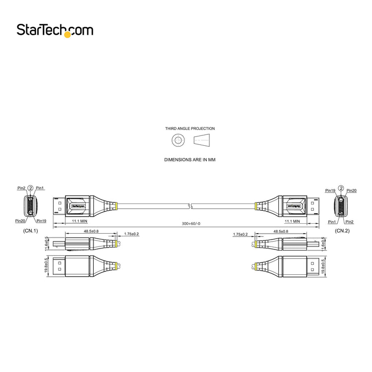 STARTECH .com DisplayPort cable 0,3 m Black, Grey (DP14VMM1F) - Cartouches Certifiees