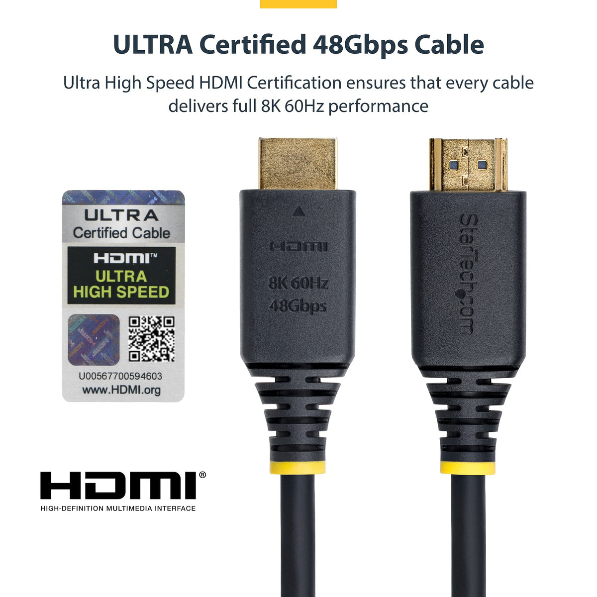 STARTECH .com HDMI cable HDMI Type A (Standard) Black (HDMI21-CBL-8K60-1M) - Cartouches Certifiees