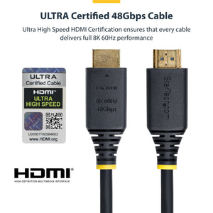 STARTECH .com HDMI cable HDMI Type A (Standard) Black (HDMI21-CBL-8K60-1M) - Cartouches Certifiees