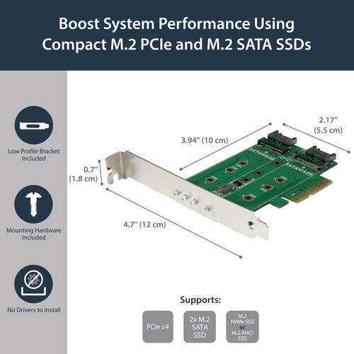 STARTECH .com interface cards/adapter Internal M.2, SATA (PEXM2SAT32N1) - Cartouches Certifiees