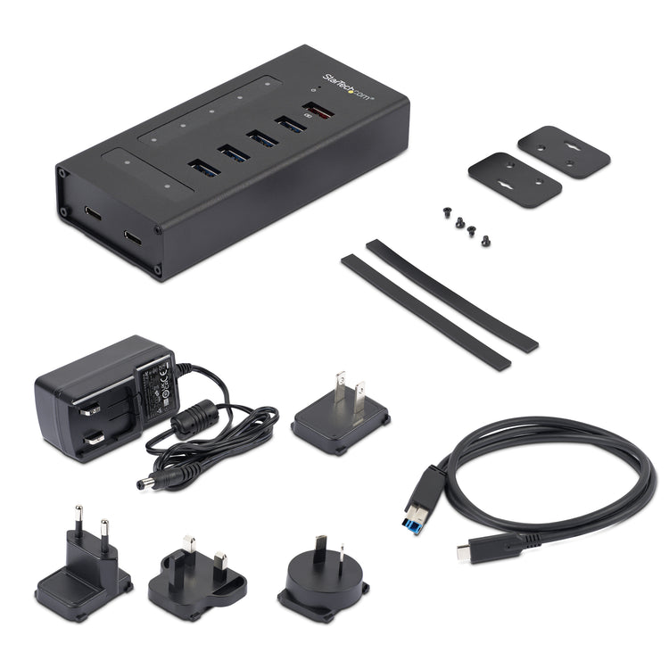 STARTECH .com interface hub USB 3.2 Gen 1 (3.1 Gen 1) Type-B 5000 Mbit/s Black (HB30C5A2CST) - Cartouches Certifiees