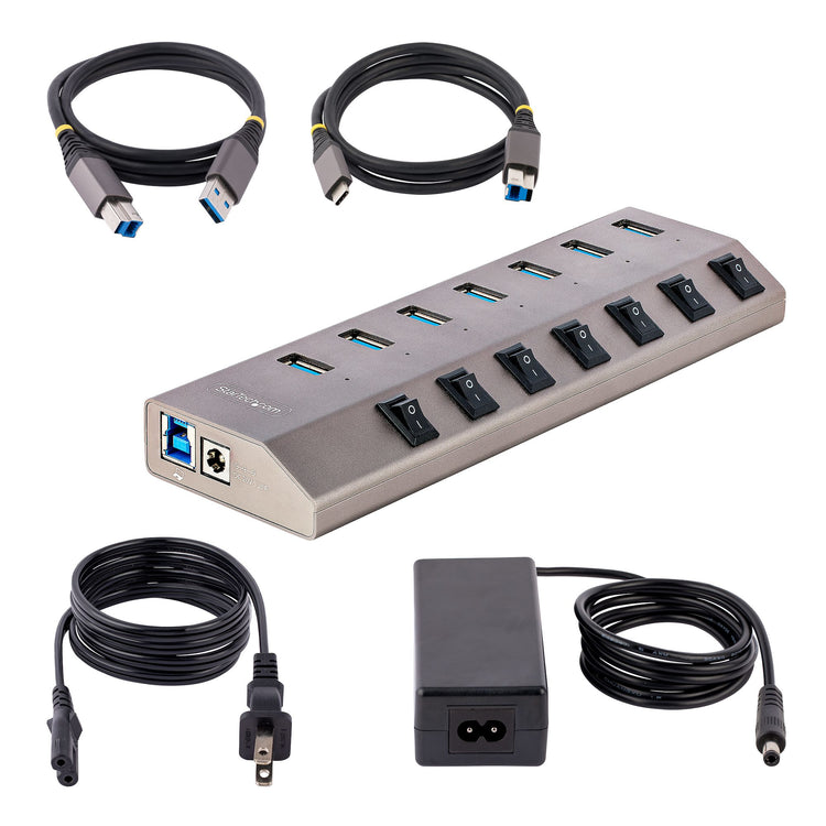 STARTECH .com interface hub USB 3.2 Gen 1 (3.1 Gen 1) Type-B 5000 Mbit/s Grey (5G7AIBS-USB-HUB-NA) - Cartouches Certifiees