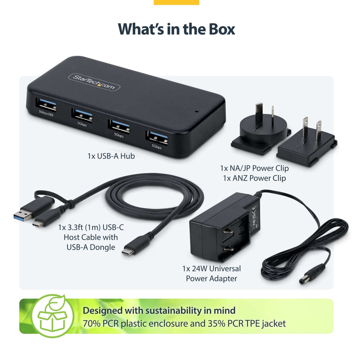 STARTECH .com interface hub USB 3.2 Gen 1 (3.1 Gen 1) Type-C 5000 Mbit/s Black (ST4300USB3V2-NA) - Cartouches Certifiees
