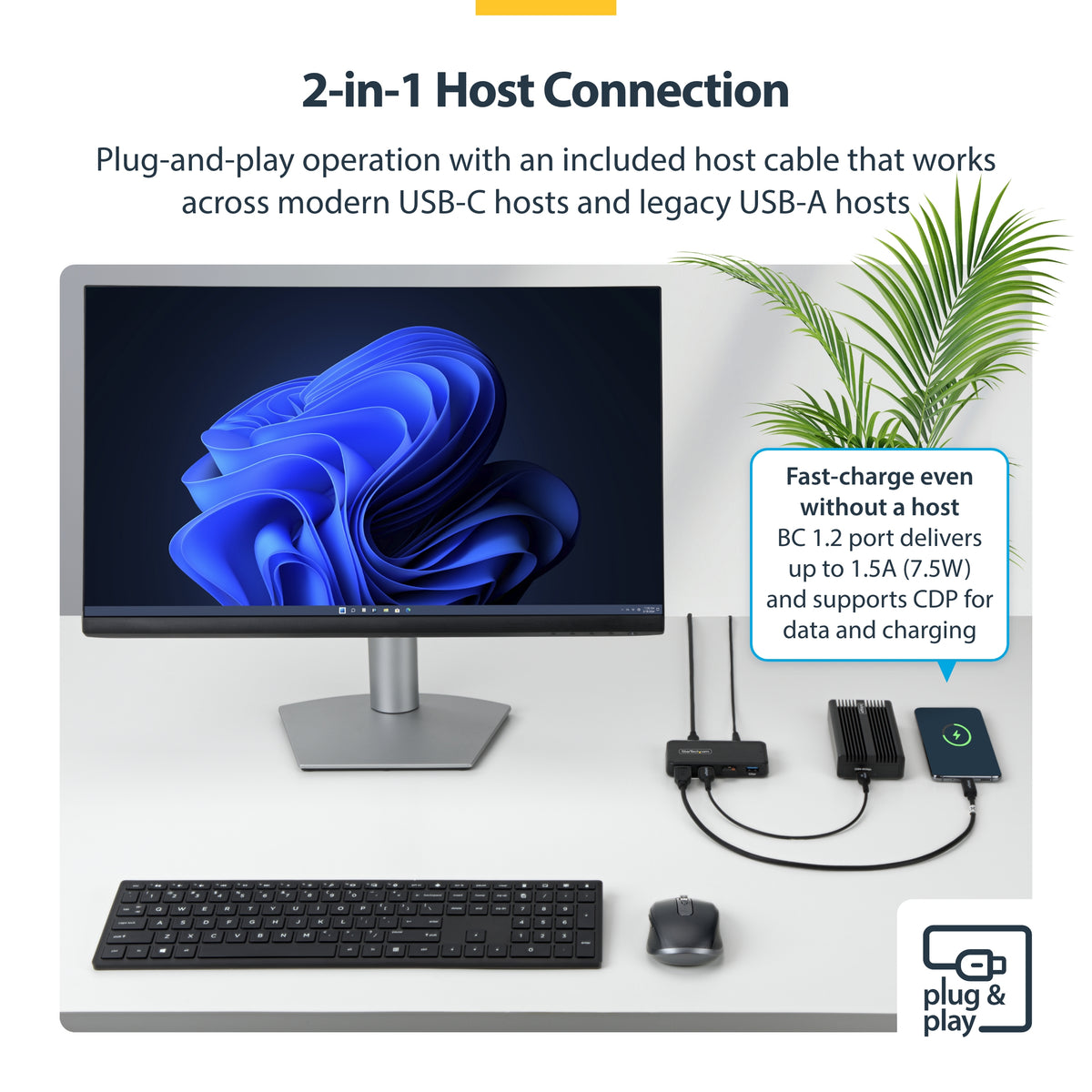 STARTECH .com interface hub USB 3.2 Gen 1 (3.1 Gen 1) Type-C 5000 Mbit/s Black (ST4300USB3V2-NA) - Cartouches Certifiees