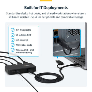 STARTECH .com interface hub USB 3.2 Gen 1 (3.1 Gen 1) Type-C 5000 Mbit/s Black (ST4300USB3V2-NA) - Cartouches Certifiees