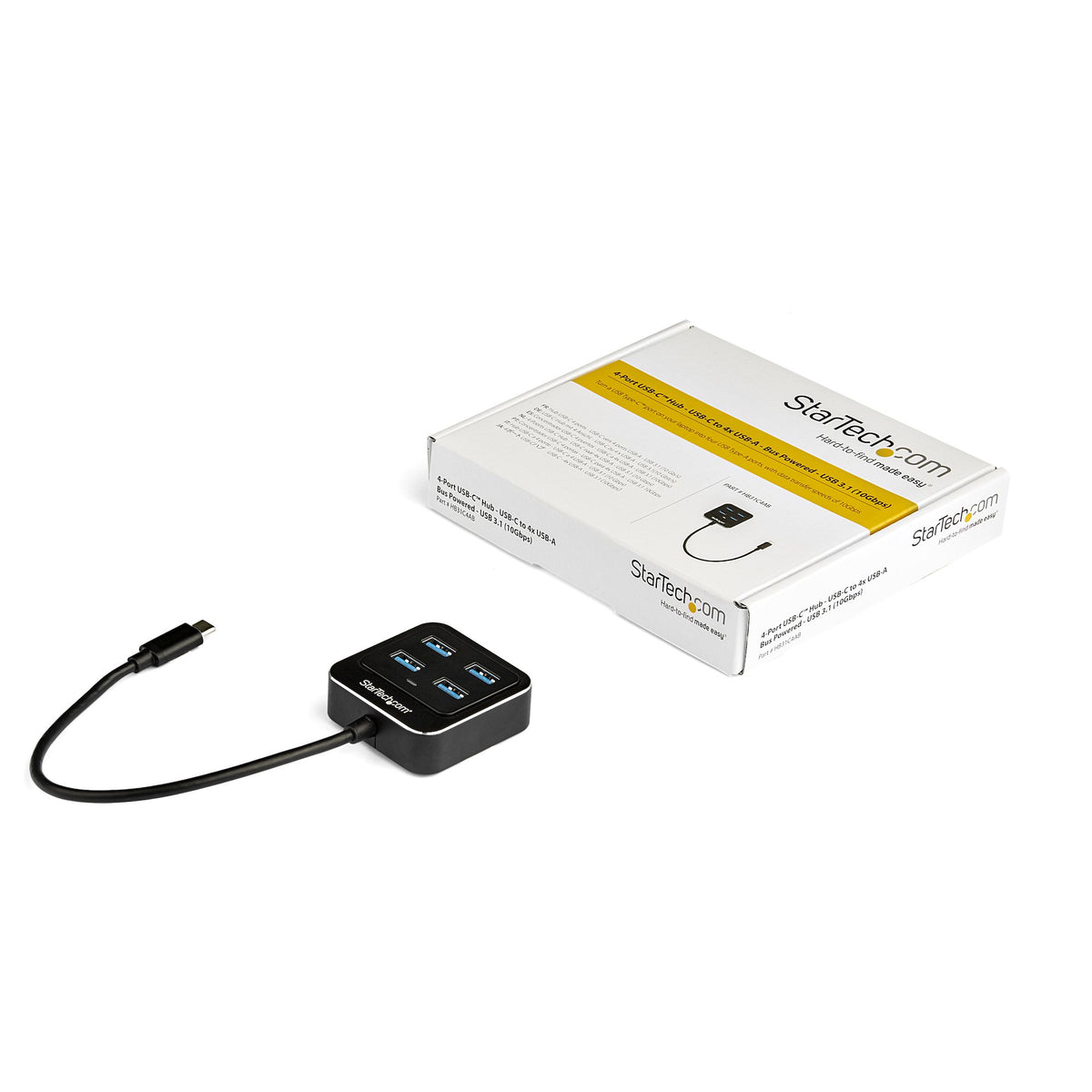 STARTECH .com interface hub USB 3.2 Gen 2 (3.1 Gen 2) Type-C 10000 Mbit/s Black (HB31C4AB) - Cartouches Certifiees