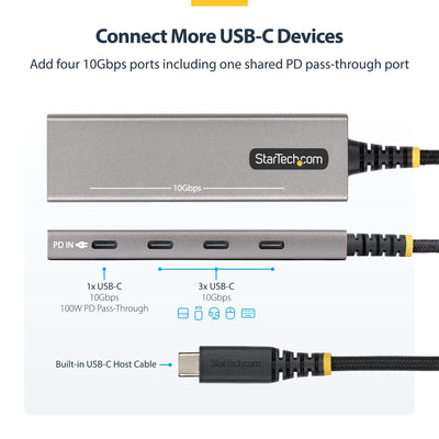 STARTECH .com interface hub USB 3.2 Gen 2 (3.1 Gen 2) Type-C 10000 Mbit/s Grey (309B-USBC-HUB) - Cartouches Certifiees
