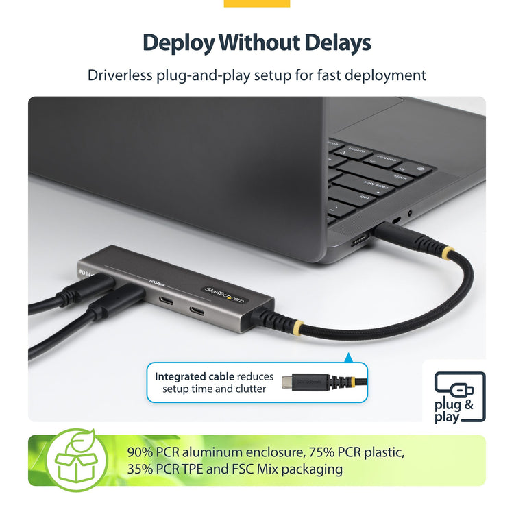 STARTECH .com interface hub USB 3.2 Gen 2 (3.1 Gen 2) Type-C 10000 Mbit/s Grey (309B-USBC-HUB) - Cartouches Certifiees