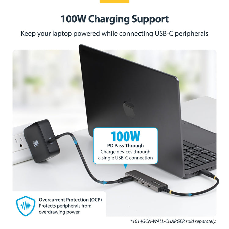 STARTECH .com interface hub USB 3.2 Gen 2 (3.1 Gen 2) Type-C 10000 Mbit/s Grey (309B-USBC-HUB) - Cartouches Certifiees