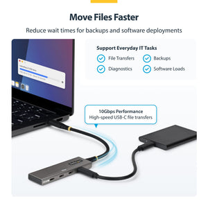 STARTECH .com interface hub USB 3.2 Gen 2 (3.1 Gen 2) Type-C 10000 Mbit/s Grey (309B-USBC-HUB) - Cartouches Certifiees