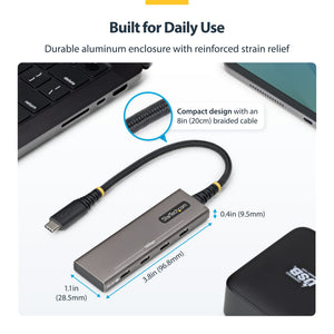 STARTECH .com interface hub USB 3.2 Gen 2 (3.1 Gen 2) Type-C 10000 Mbit/s Grey (309B-USBC-HUB) - Cartouches Certifiees