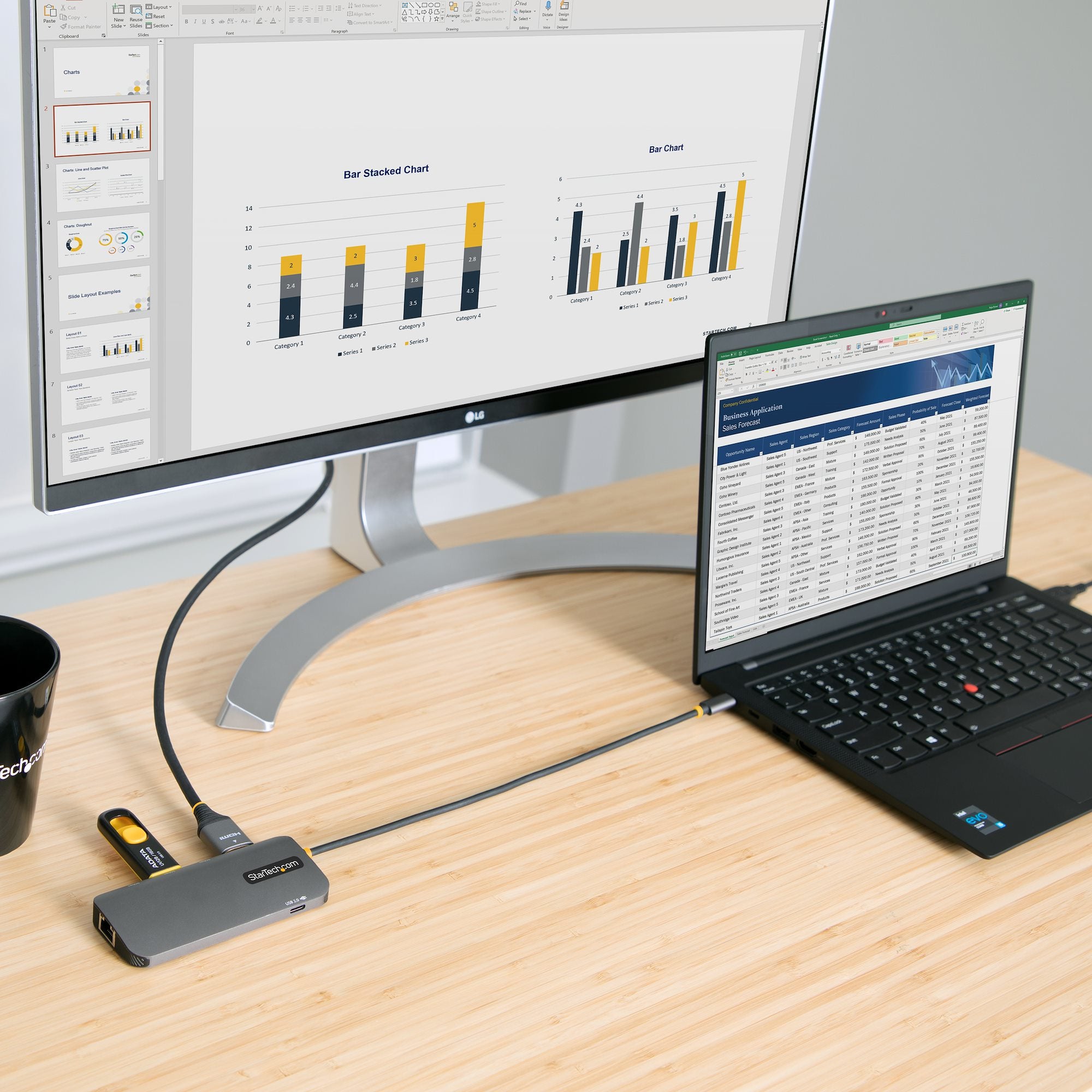 STARTECH .com laptop dock/port replicator Wired USB 3.2 Gen 1 (3.1 Gen 1) Type-C Grey (127B-USBC-MULTIPORT) - Cartouches Certifiees