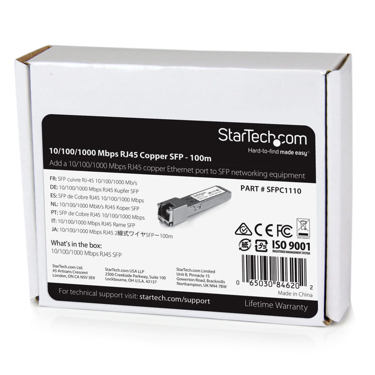 STARTECH .com network transceiver module Copper 1250 Mbit/s SFP (SFPC1110) - Cartouches Certifiees
