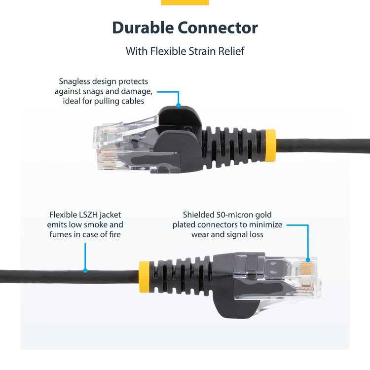 STARTECH .com networking cable Black 0,2 m Cat6 U/UTP (UTP) Round (N6PAT9INBKS) - Cartouches Certifiees