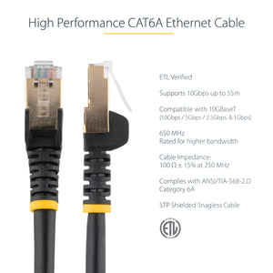STARTECH .com networking cable Black 2,7 m Cat6a (C6ASPAT9BK) - Cartouches Certifiees