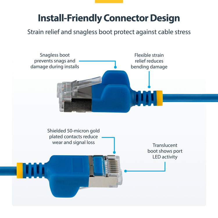 STARTECH .com networking cable Blue 0,6 m Cat6a U/FTP (STP) Round (N6APATSTP34BLS-2FT) - Cartouches Certifiees