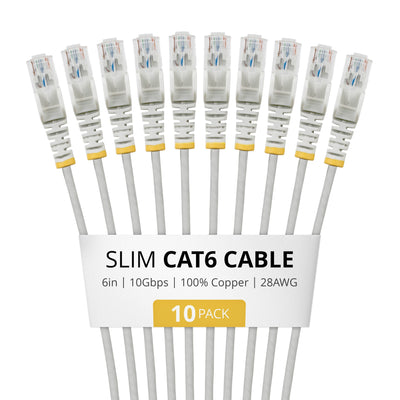 STARTECH .com networking cable Grey 0,2 m Cat6 U/UTP (UTP) (N6PAT6INGRS10PK) - Cartouches Certifiees