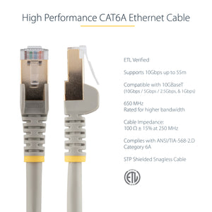 STARTECH .com networking cable Grey 1,5 m Cat6a (C6ASPAT5GR) - Cartouches Certifiees
