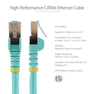 STARTECH .com networking cable Turquoise 0,9 m Cat6a (C6ASPAT3AQ) - Cartouches Certifiees
