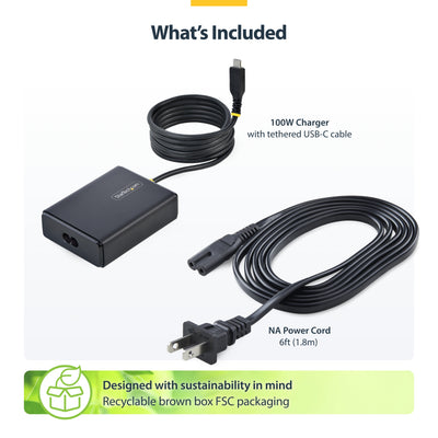 STARTECH .com power adapter/inverter Indoor 100 W Black (1100LN-USB-C-CHARGER) - Cartouches Certifiees