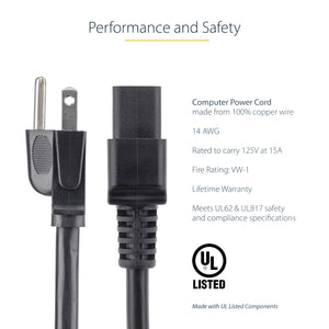 STARTECH .com power cable Black 1,8 m NEMA 5-15P C19 coupler (PXT515C19146) - Cartouches Certifiees