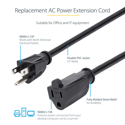 STARTECH .com power cable Black 6,1 m NEMA 5-15P NEMA 5-15R (PAC10120) - Cartouches Certifiees