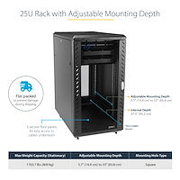 STARTECH .com rack cabinet 25U Freestanding rack Black (RK2536BKF) - Cartouches Certifiees