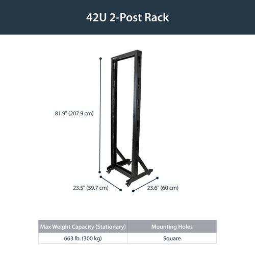 STARTECH .com rack cabinet 42U Freestanding rack Black (2POSTRACK42) - Cartouches Certifiees