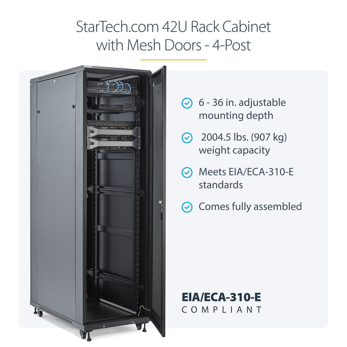 STARTECH .com rack cabinet 42U Freestanding rack Black (RK4236BKB) - Cartouches Certifiees