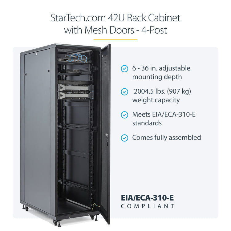 STARTECH .com rack cabinet 42U Freestanding rack Black (RK4236BKB) - Cartouches Certifiees
