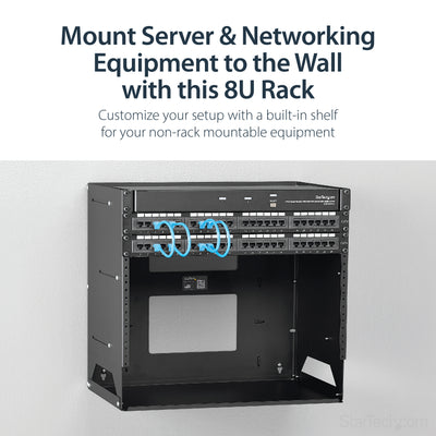 STARTECH .com rack cabinet 8U Wall mounted rack Black (WALLSHELF8U) - Cartouches Certifiees