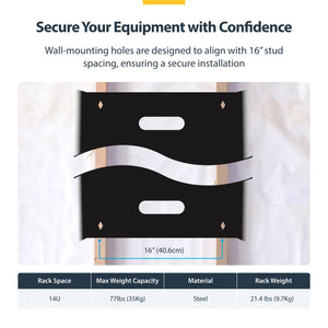 STARTECH .com rack cabinet Wall mounted rack Black (RACK-14U-14-BRACKET) - Cartouches Certifiees