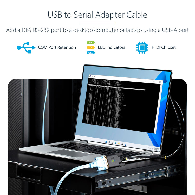 STARTECH .com serial cable Black 2 m USB Type-A DB-9 (1P6FFC-USB-SERIAL) - Cartouches Certifiees