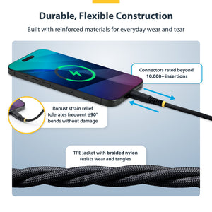 STARTECH .com USB cable USB 2.0 3 m USB C 0,48 Gbit/s 60 W Black (USB2CC10FNCBR) - Cartouches Certifiees