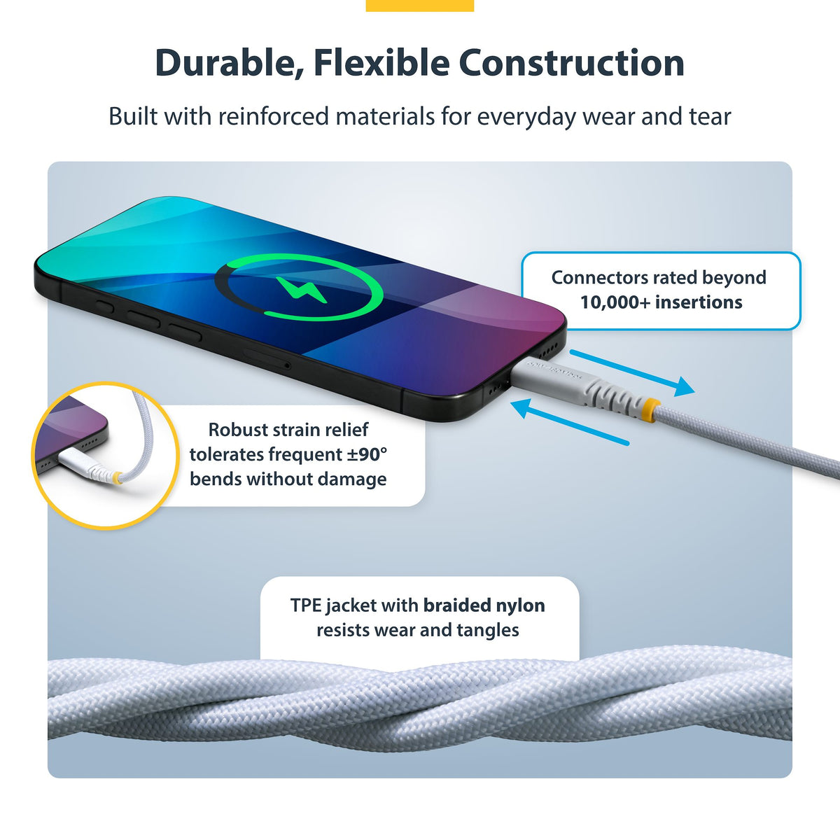 STARTECH .com USB cable USB 2.0 3 m USB C 0,48 Gbit/s 60 W White (USB2CC10FNCBRWH) - Cartouches Certifiees