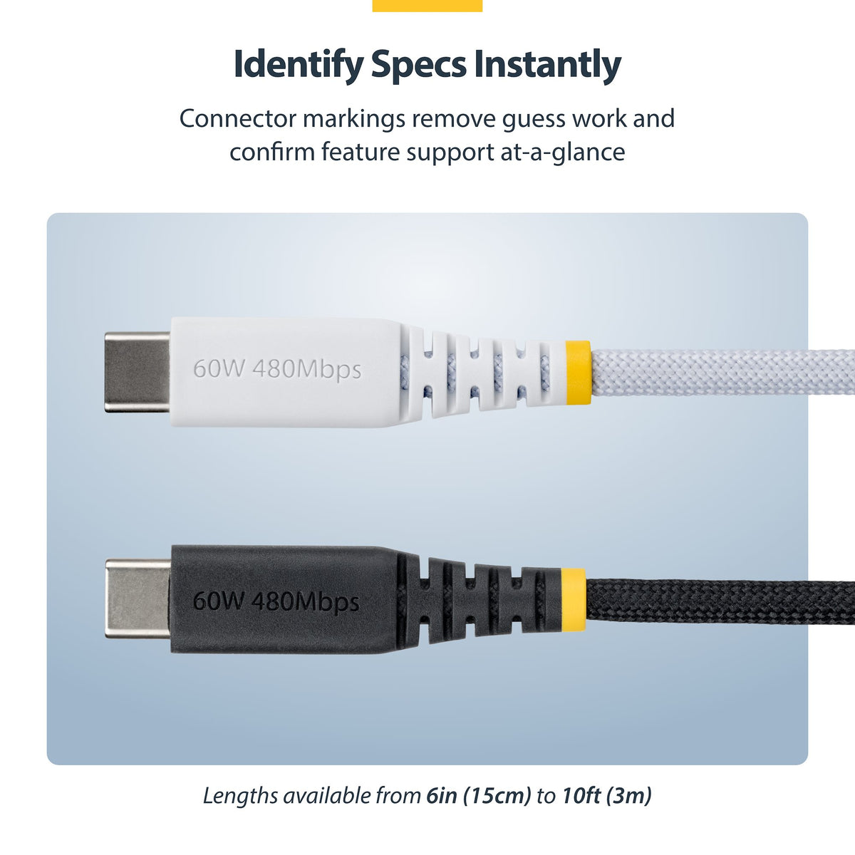 STARTECH .com USB cable USB 2.0 3 m USB C 0,48 Gbit/s 60 W White (USB2CC10FNCBRWH) - Cartouches Certifiees