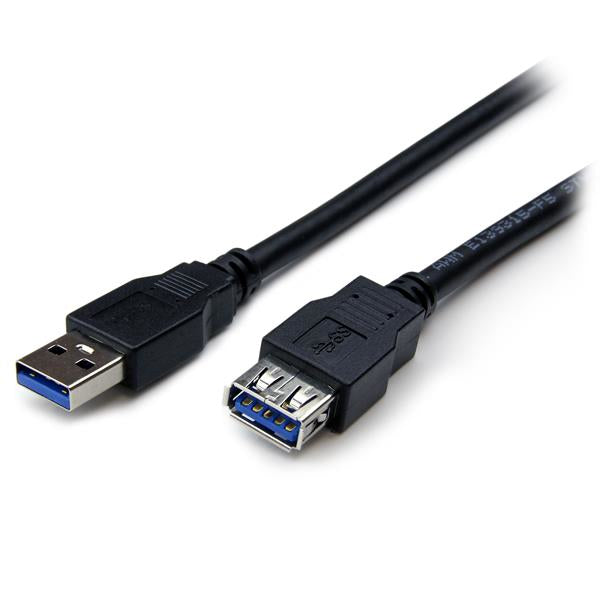 STARTECH .com USB cable USB 3.2 Gen 1 (3.1 Gen 1) 2 m USB A 5 Gbit/s Black (USB3SEXT2MBK) - Cartouches Certifiees