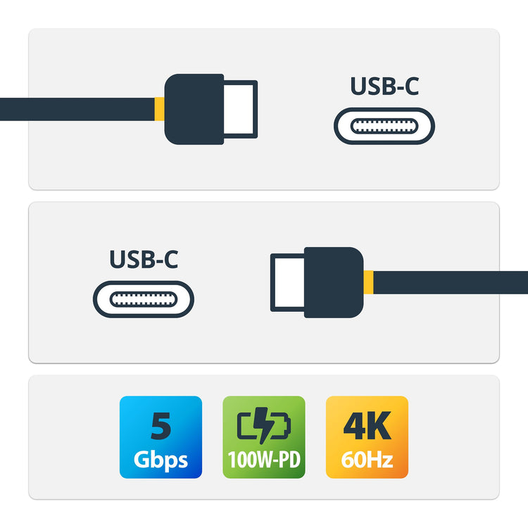 STARTECH .com USB cable USB 3.2 Gen 1 (3.1 Gen 1) 2 m USB C 5 Gbit/s 100 W Black, Grey (USB315CCV2M) - Cartouches Certifiees