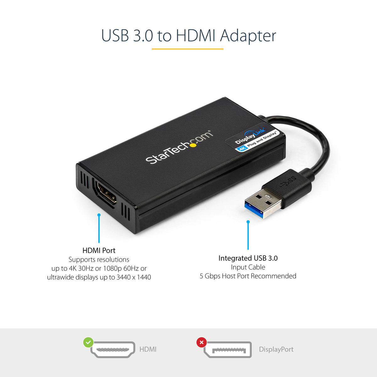 STARTECH .com USB graphics adapter 3840 x 2160 pixels Black (USB32HD4K) - Cartouches Certifiees
