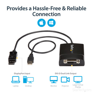 STARTECH .com video cable adapter 0,37 m DisplayPort DVI-D Black (DP2DVID2) - Cartouches Certifiees