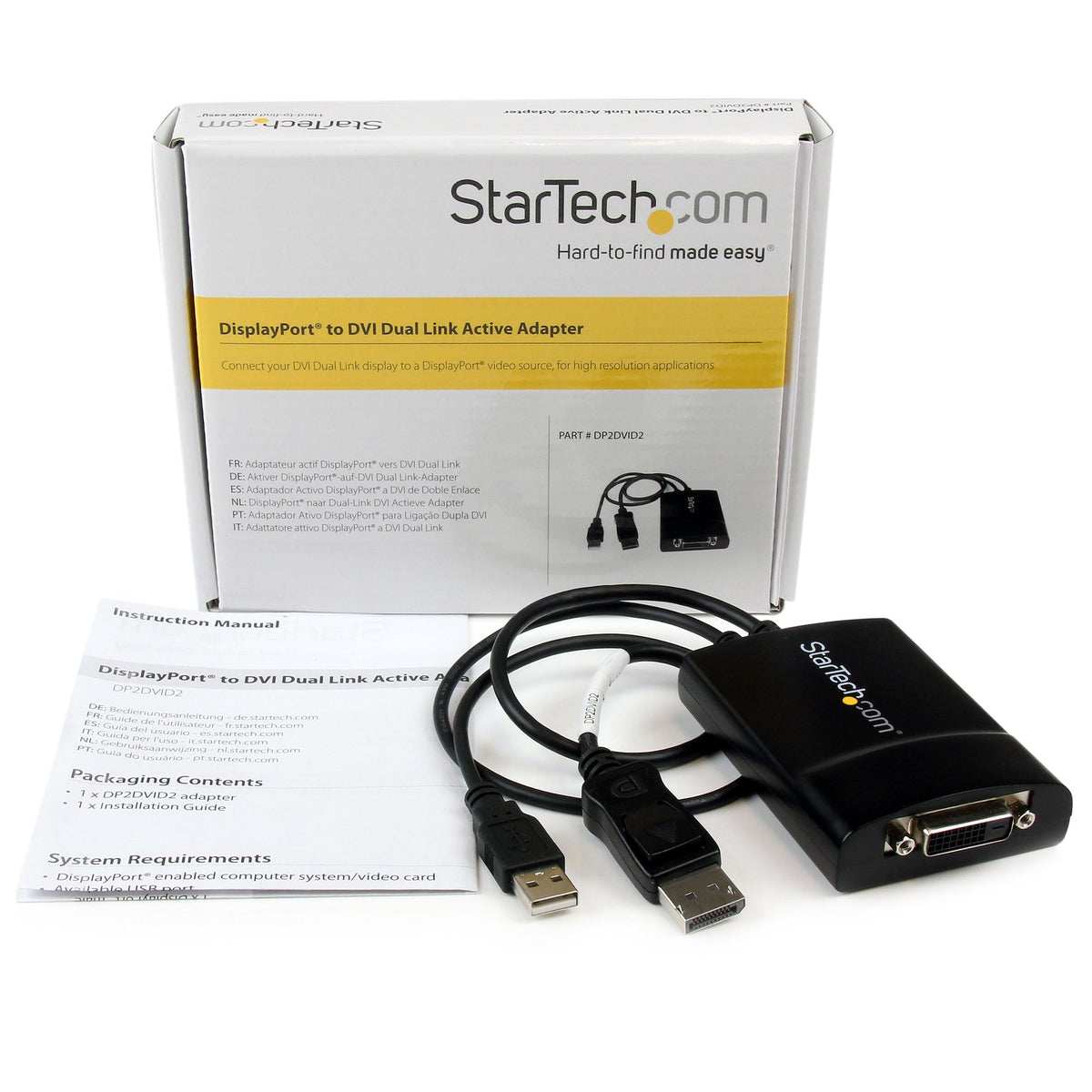 STARTECH .com video cable adapter 0,37 m DisplayPort DVI-D Black (DP2DVID2) - Cartouches Certifiees