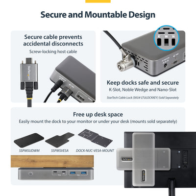 STARTECH CONNECT THREE 4K 60HZ DISPLAYS (2X DP / 1X HDMI) THROUGH A SINGLE USB TYPE-C POR (199N-USBC-DOCK) - Cartouches Certifiees