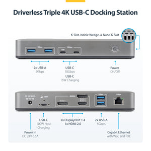 STARTECH CONNECT THREE 4K 60HZ DISPLAYS (2X DP / 1X HDMI) THROUGH A SINGLE USB TYPE-C POR (199N-USBC-DOCK) - Cartouches Certifiees