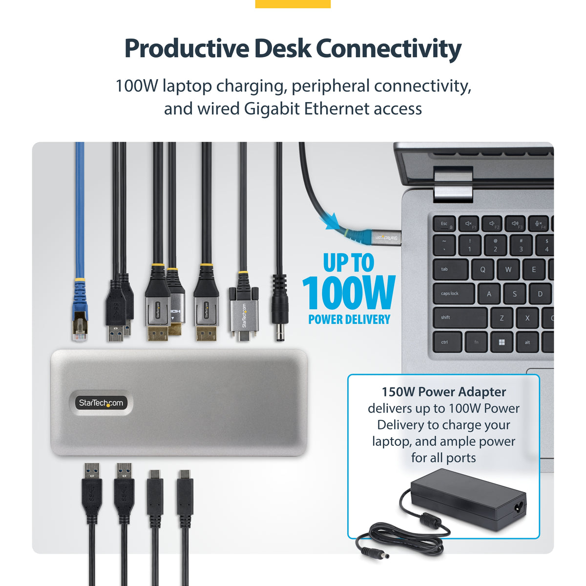 STARTECH CONNECT THREE 4K 60HZ DISPLAYS (2X DP / 1X HDMI) THROUGH A SINGLE USB TYPE-C POR (199N-USBC-DOCK) - Cartouches Certifiees