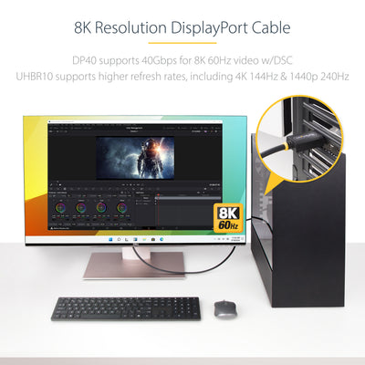 STARTECH DisplayPort cable 1,8 m Black (DP21-6F-DP40-CABLE) - Cartouches Certifiees