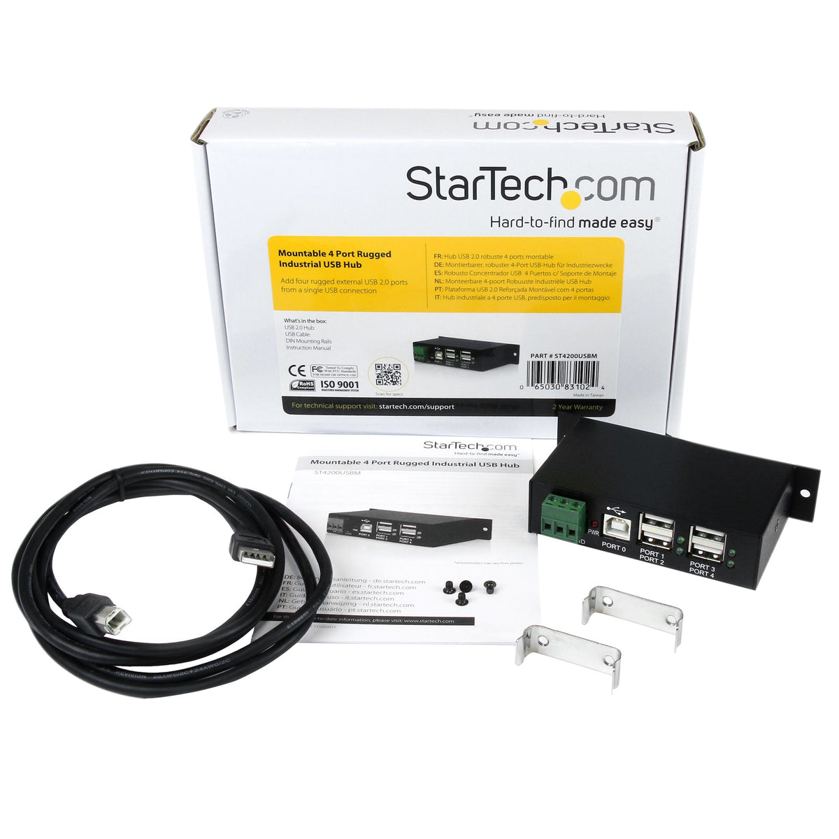 STARTECH interface hub USB 2.0 Type-B 480 Mbit/s Black (ST4200USBM) - Cartouches Certifiees