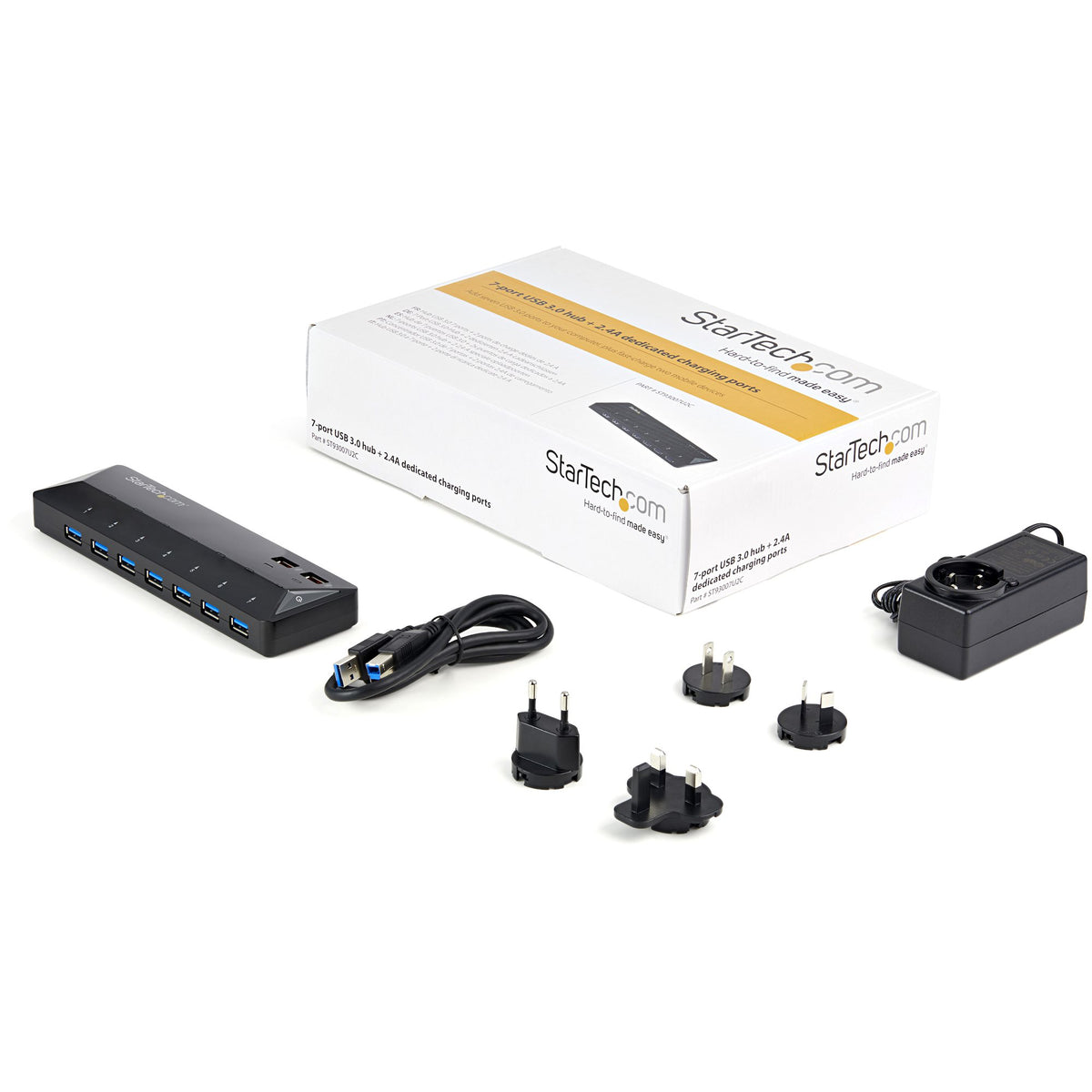 STARTECH interface hub USB 3.2 Gen 1 (3.1 Gen 1) Type-B 5000 Mbit/s Black (ST93007U2C) - Cartouches Certifiees