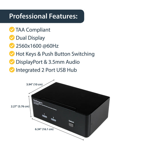 STARTECH KVM switch Black (SV231DPDDUA) - Cartouches Certifiees