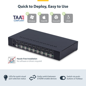 STARTECH KVM switch Rack mounting Black (R8AH202-KVM-SWITCH) - Cartouches Certifiees